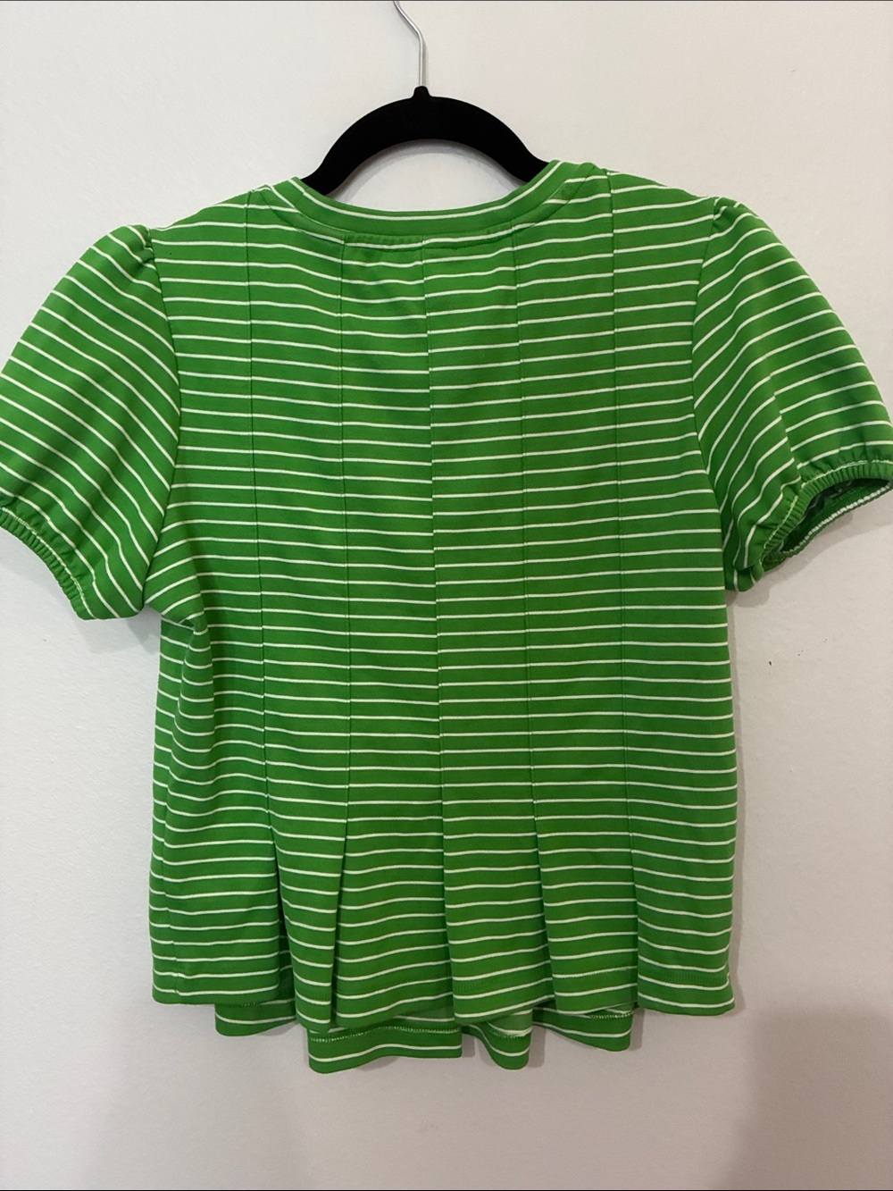 Maeve Green and White Striped Pleated Tee - Picture 9 of 9